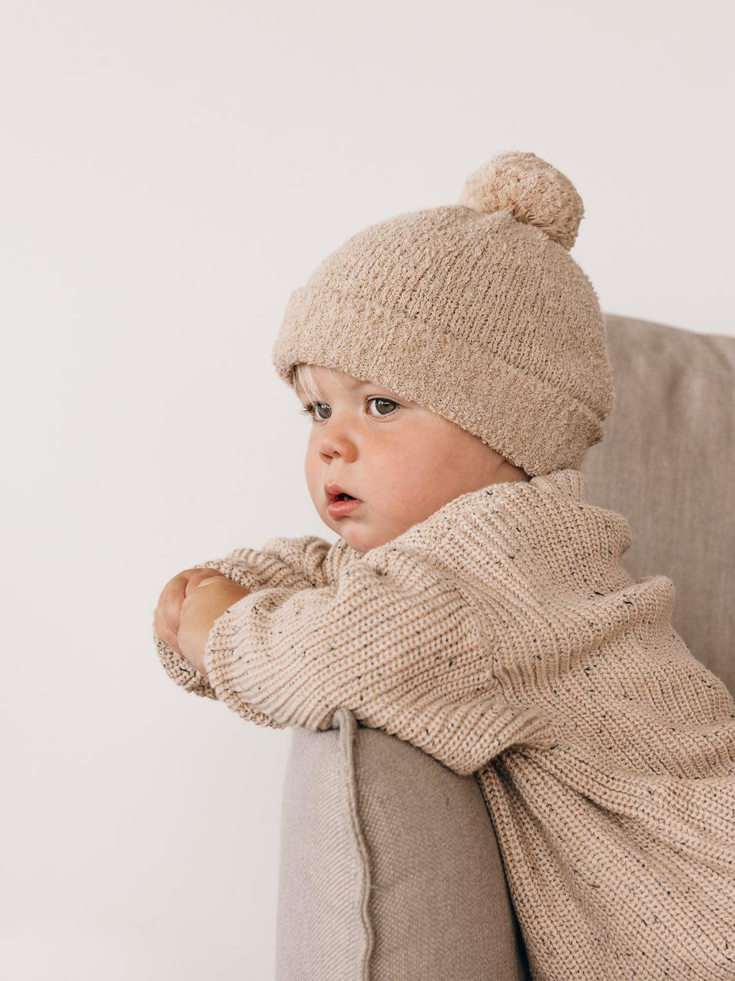 Demi-season cotton keep warm knitted children's sweater with a round…