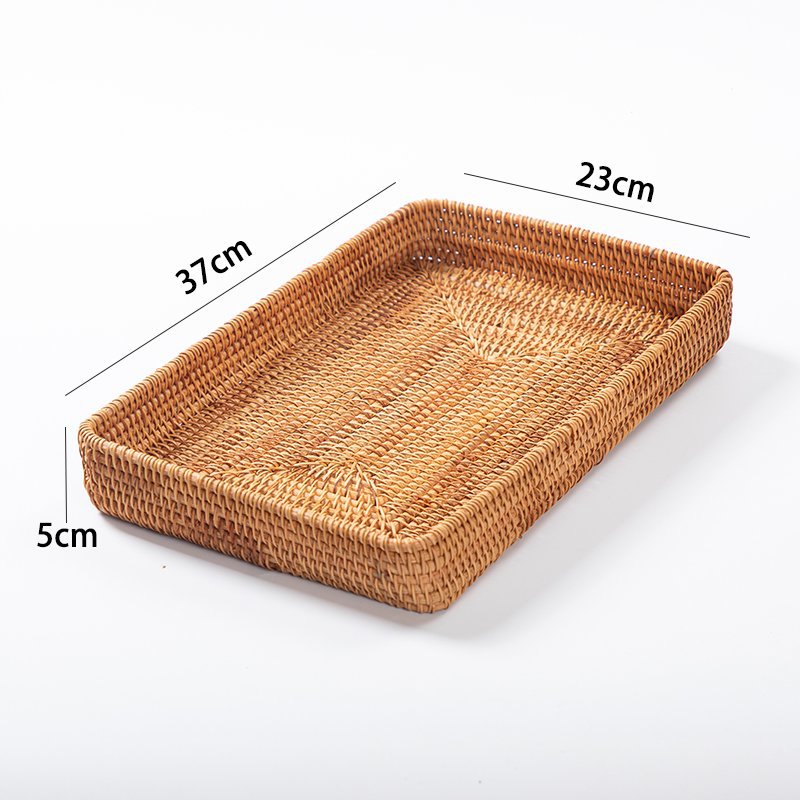 Selección estricta de viento pastoral cuadrado tela de caña bandeja de caña artesanal canasta de caña exhibición de supermercado de comercio exterior canasta de almacenamiento multifuncional