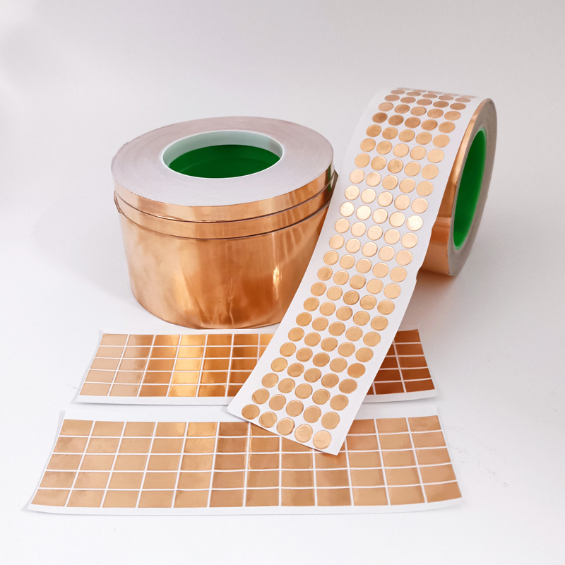Cinta de lámina de cobre blindaje antiinterferente disipación de calor resistente a altas temperaturas guía única guía doble adhesivo conductor troquelado papel de lámina de cobre Mala