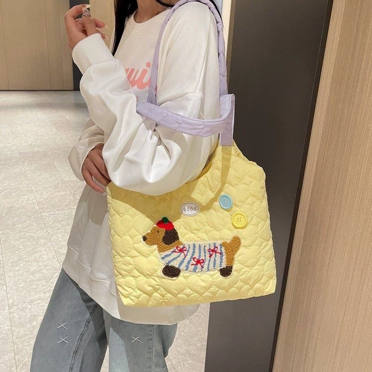 Small design cute universal capacious backpack one shoulder, bag, with embroidery