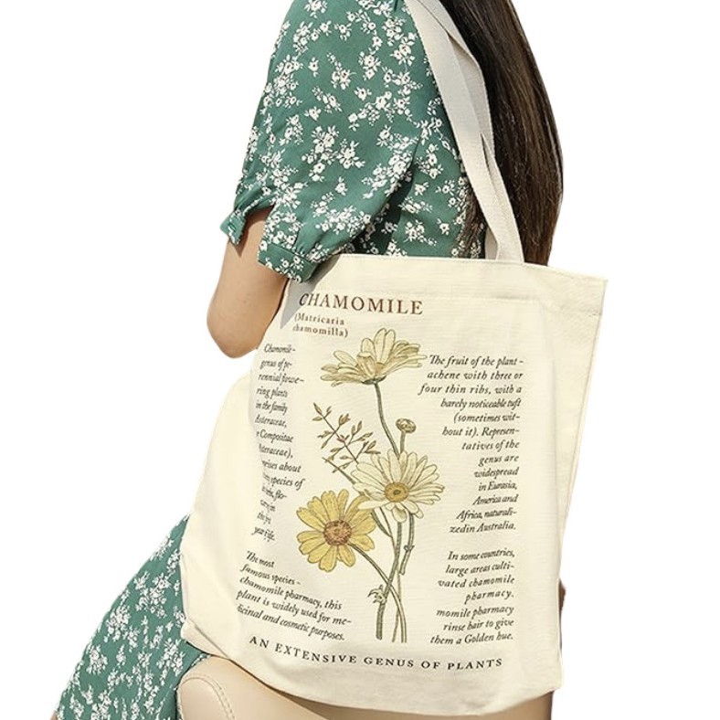Amazon Cross-border de doble cara impresión margarita abeja flor bolsa de lona fábrica personalizada bolsa de viaje de un solo hombro al por mayor