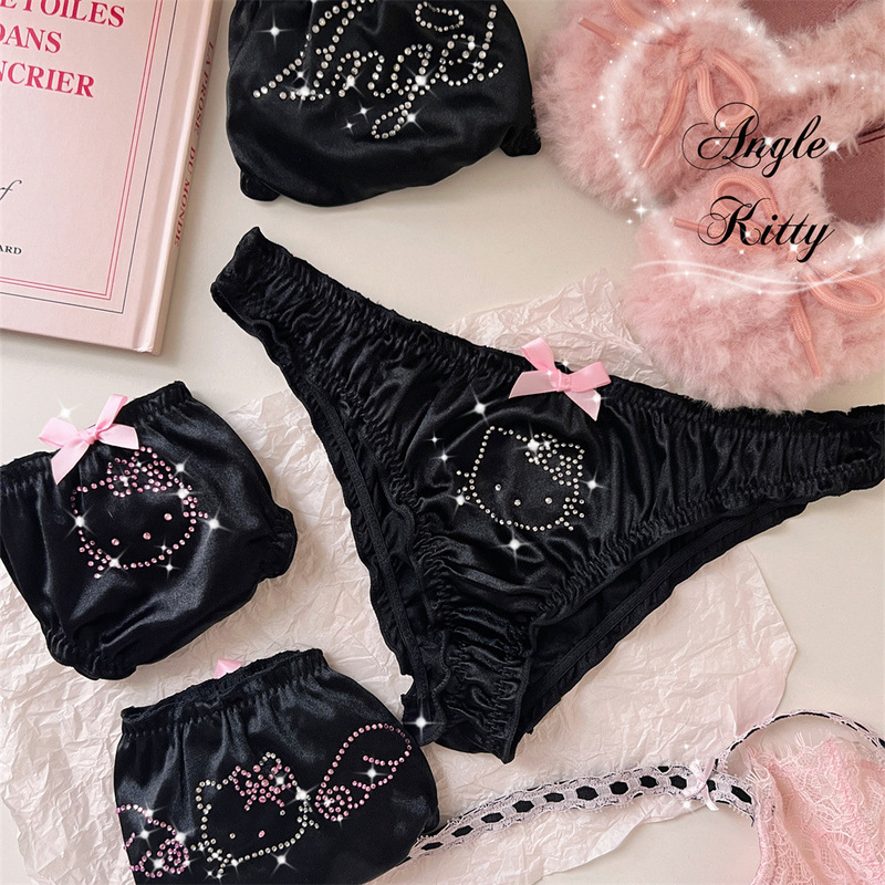 Girl's Dream kitty Diamond glossy satin women's briefs stretch briefs sexy thong