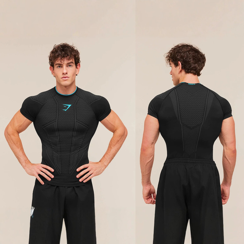 Gymsharkonyx V1 Men's T-Shirt Sports Fitness Elastic Round Neck Short Sleeve Tight Top Training Wear