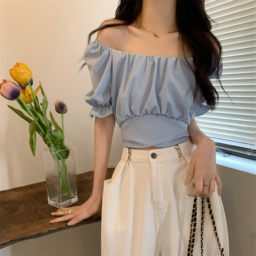 2024 spring and summer new design short back bow tie short-sleeved shirt casual top for women