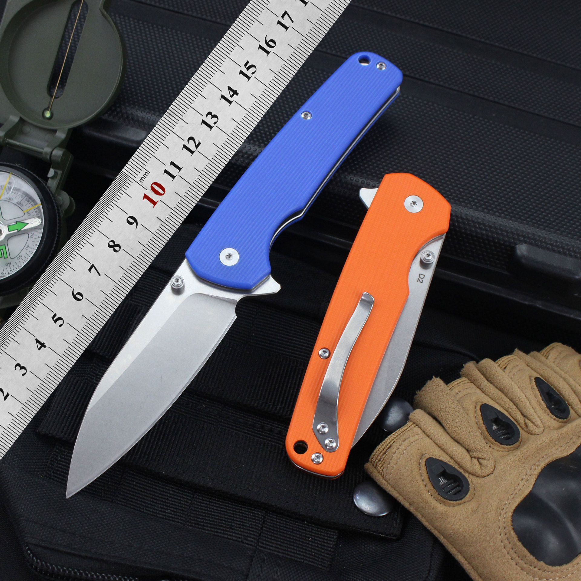 厂家直销高品质D2折叠刀户外折刀G10柄多功能跨境野营刀