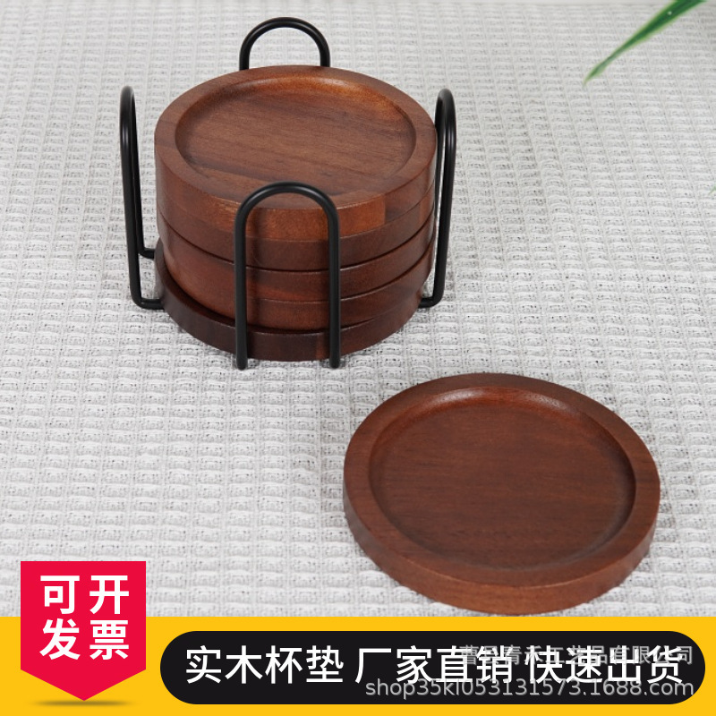 TEMU 現物販売 木製断熱コースター シンプルな丸型コースター 朝食ミルク アフタヌーンティー コーヒー 松材コースター|undefined