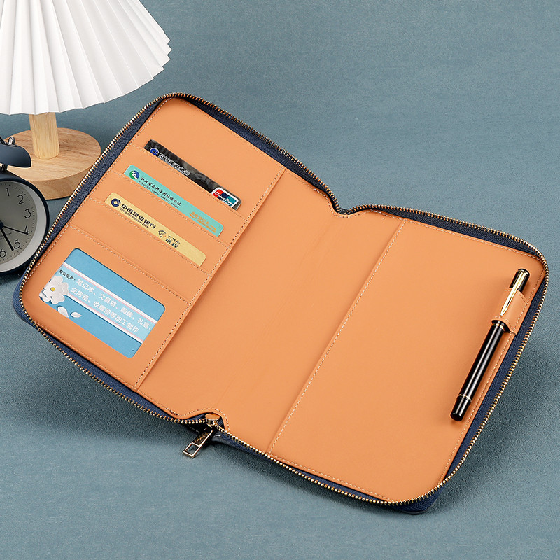 ビジネスノートブックカスタム A6B5 ルーズリーフブックジッパーバッグオフィスメモ帳多機能マネージャークリップ会議ブック