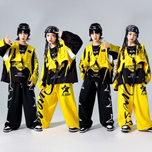 街舞服装儿童嘻哈马甲hiphop潮男童架子鼓表演服女童炸街走秀套装
