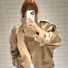 斜立领双排扣下摆收褶美拉德高级感短款风衣女2025秋季新款夹克潮