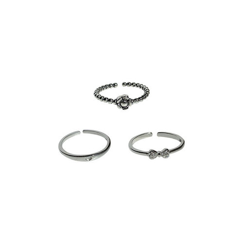 s925 sterling silver flower bow love combination ring women ins trend cold style niche index finger light luxury ring