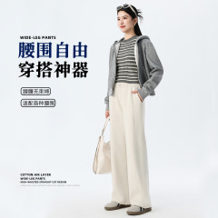 秋冬窄版白色高腰阔腿裤女2025秋冬垂感显瘦宽松百搭直筒拖地裤子