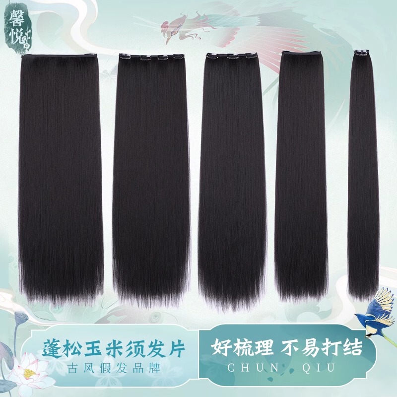 Zhao Rui's Premium Costume Wig Corn Silk Non-Tangle Long Hairpiece for Filming Hanfu Hairstyles, Ancient Style Black Hairpiece Zhao Rui's Premium Costume Wig Corn Silk Non-Tangle Long Hairpiece for Filming Hanfu Hairstyles, Ancient Style Black Hairpiece