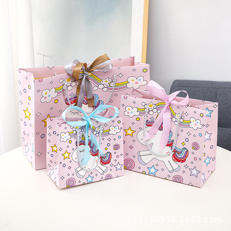 Cute Unicorn Gift Bag Cartoon Gift Bag Children's Birthday Gift Packaging Bag Tote Bag Paper Bag