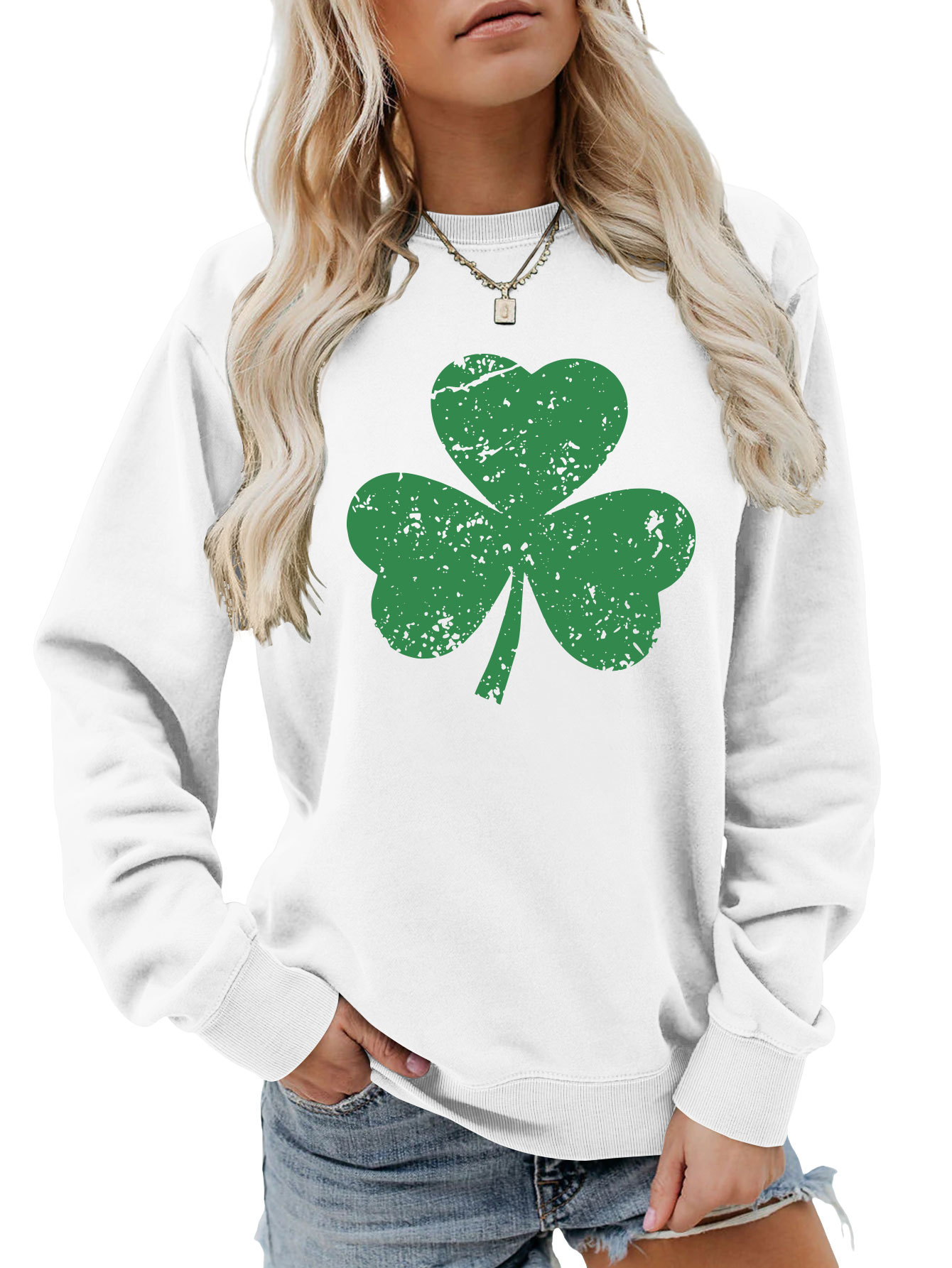 Women's Hoodies Long Sleeve Printing Preppy Style Streetwear Shamrock display picture 10