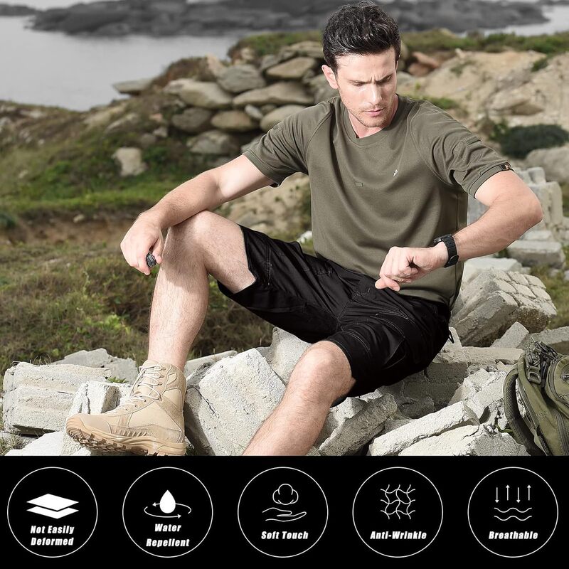 2026 Men's Summer Tactical Quick-Dry Breathable Shorts Casual Jogging Solid Color Shorts Versatile Trendy in Stock