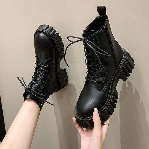 2025 Summer Women's Martin Boots: Height-Increasing, British-Style Short Boots—Thin Design with Chunky Platform for Casual Wear