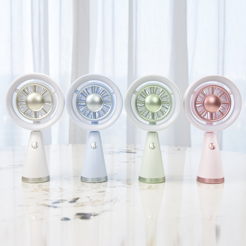 Elegant Color Handheld Mini Fan with Colorful Lights, Five-Speed USB Charging, Portable for Summer, Suitable for Students, Outdoor Use, Cross-Border Wholesale