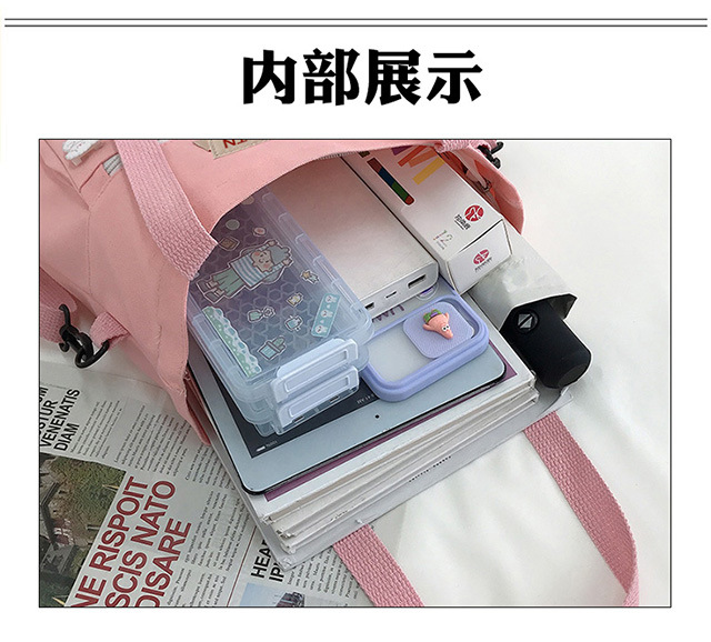 Canvas bag, single-shoulder, double-back, crossbody, multi-purpose student backpack, simple little dog, large-capacity hand-carry, college student tutorial bag undefined