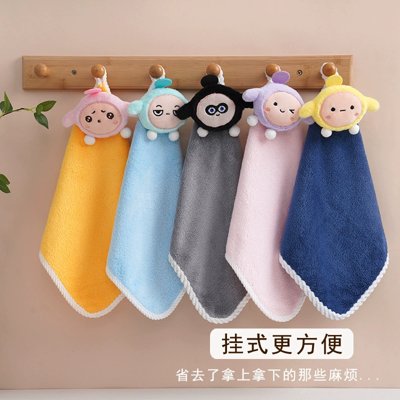 Коралловое бархатное полотенце для рук, детское квадратное полотенце для вечеринок, милое полотенце для детского сада, висящее впитывающее полотенце с героями мультфильмов, оптовая продажа