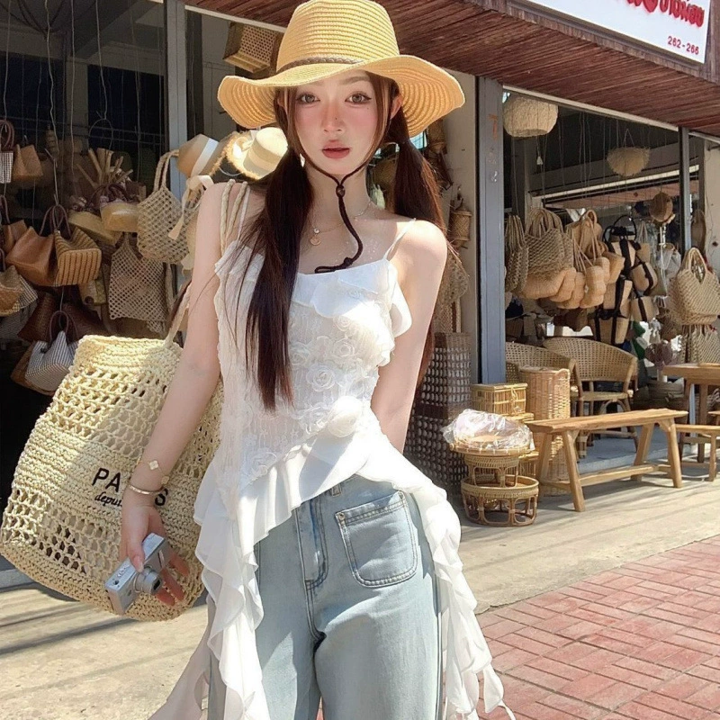 Новые летние белые женские утягивающие топы супер феи, универсальные топы для маленьких людей на отдыхе, наряды в корейском стиле