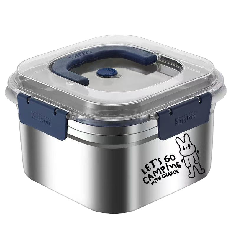 Caja de almacenamiento de alimentos de acero inoxidable caja de almacenamiento de refrigerador sellado caja de almuerzo de oficina caja de almuerzo de frutas con cubierta caja de picnic