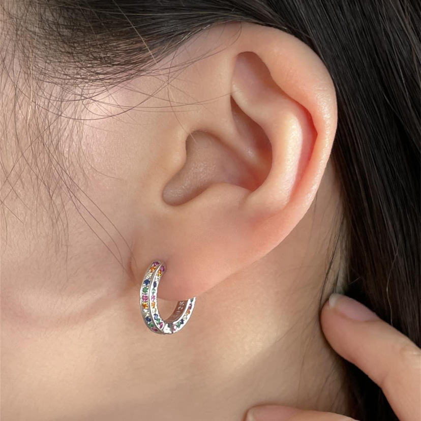Copper Zircon Earrings for Women, European and American Style, Copper Inlaid Zircon Earrings, Earrings, Accessible Luxury, Niche Cross-Border Earrings, Elegant and Fashionable