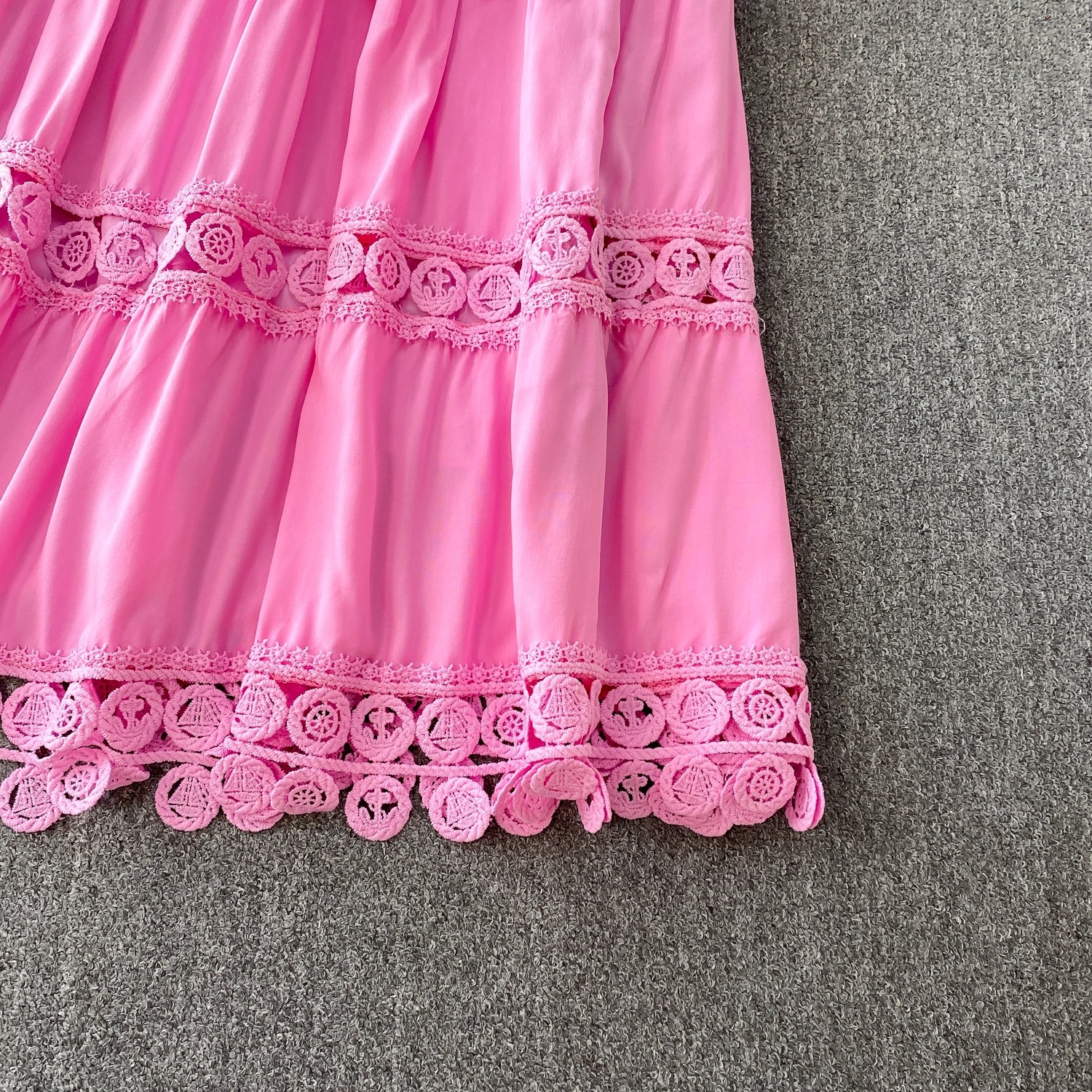 Elegantes Damen Zweiteiler Set Rosa Spitzenbluse Mit Rock_voghion.com