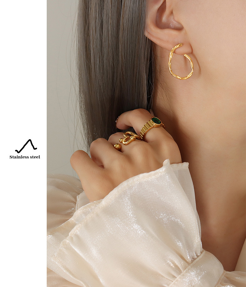 304 Stainless Steel Ear Needle Material 18K Gold Plated Plating Material Ear Studs Classification Fashion Solid Color Plating 304 Stainless Steel 18K Gold Plated Ear Studs