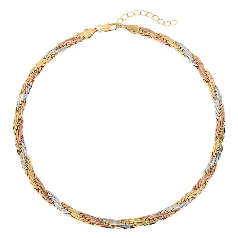 Zhuang Sheng joyería temperamento retro al por mayor diseño de nicho collar versátil de color galvanizado de oro tejido cuerda de cáñamo traje de cadena