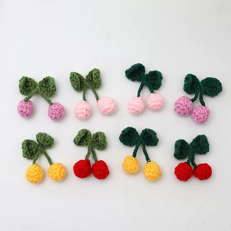 手工钩织玩偶毛线针织可爱水果樱桃服装配饰创意办公室趣味摆件