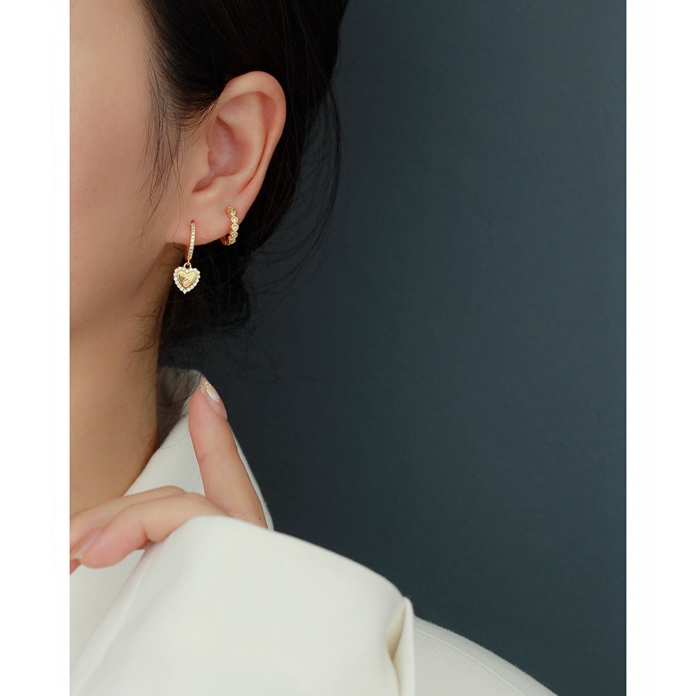 4g Weight 0.03µm Gold Plating Thickness 1 Pair 925 Sterling Silver Heart Shape Drop Earrings Earrings