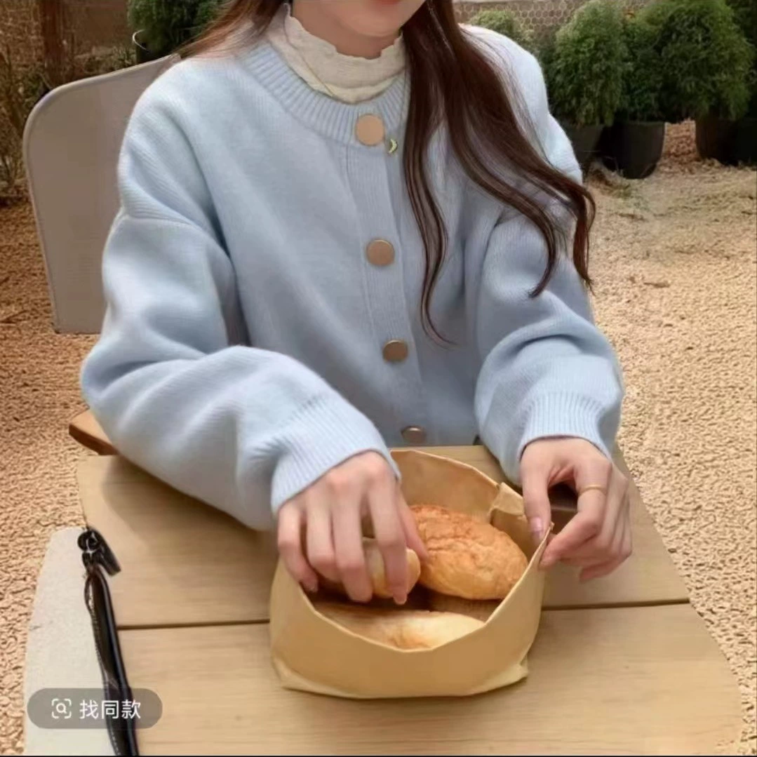 Пуговый корейский ленивый ветер высокой плотности мягкий вязаный кардиган