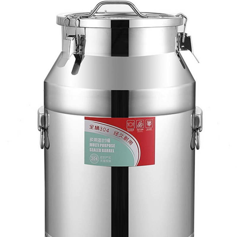 Barril de arroz de acero inoxidable, barril de arroz, barril de harina doméstico, tanque de almacenamiento a prueba de insectos y humedad, barril de aceite de sellado a prueba de humedad, metal