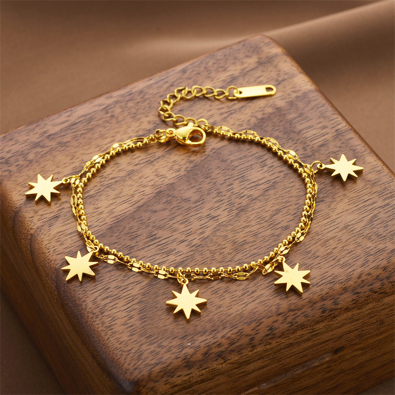 Joyas transfronterizas europeas y americanas Pulsera de acero de titanio de todo fósforo Versión coreana del temperamento bohemio Pulsera de acero de titanio que no se desvanece Joyería femenina