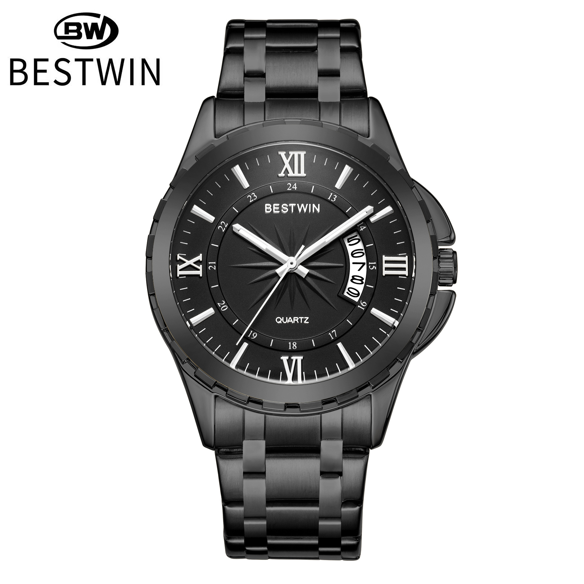 Nuevo calendario de comercio exterior reloj para hombre plato giratorio atmosférico Golden Boss BESTWIN reloj de cuarzo impermeable transfronterizo 129