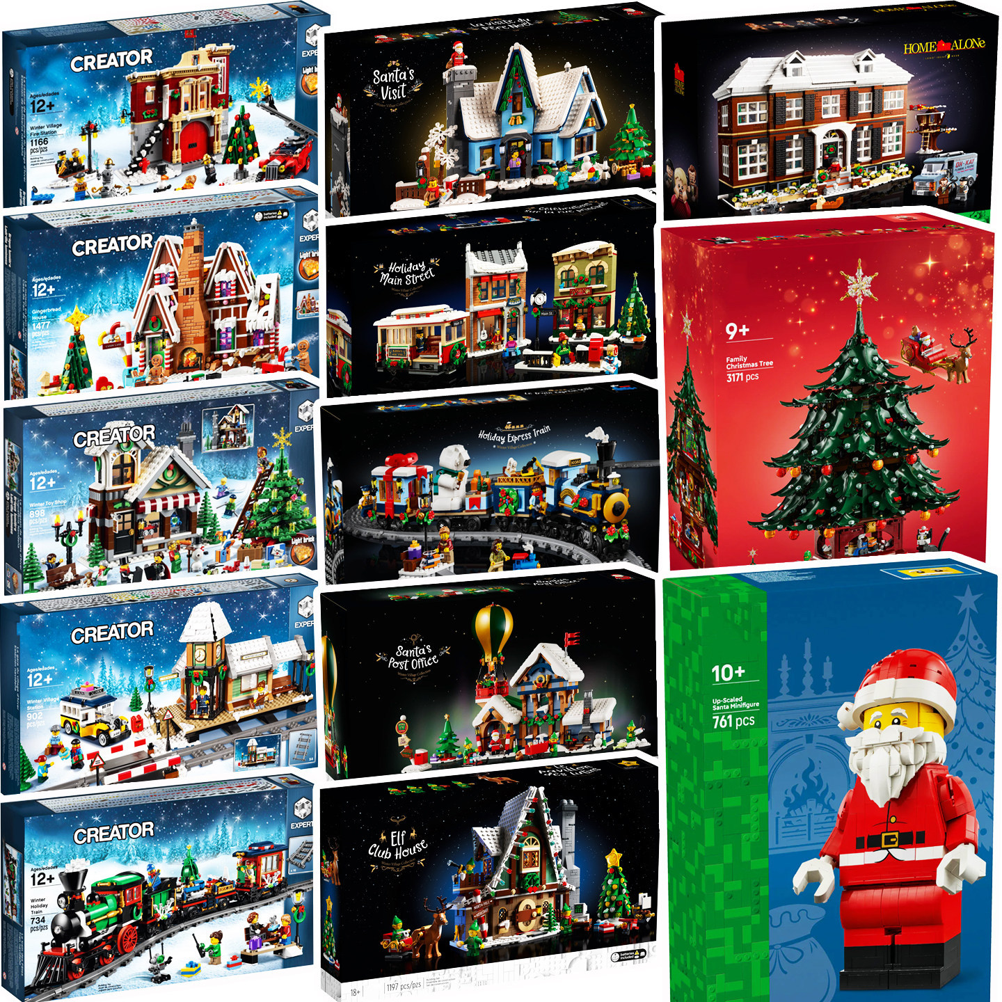 Santa Claus Elf Magic House Sleigh Carriage Rotating Music Christmas Tree Snowman Gift House Toy Building Blocks