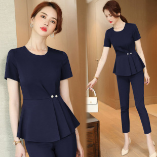 Short-sleeved Suit Women's Thin Summer Jewelry Shop Beauty Salon Goddess Professional Dress Dress Front Desk Work Clothes