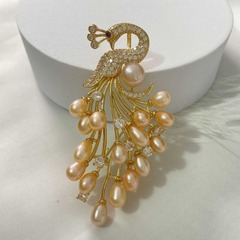 跨境新品天然淡水珍珠銅胸針時尚簡約胸花飾品義烏配飾衣飾