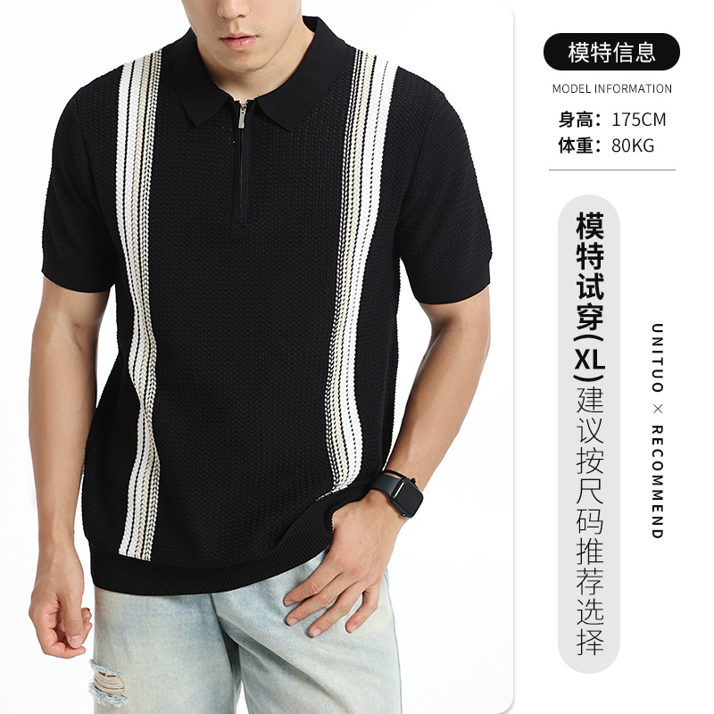 2026 verano nuevo hombre hielo camiseta de punto polo de manga corta estriada ligera de negocios camiseta de alto nivel hombre image 7