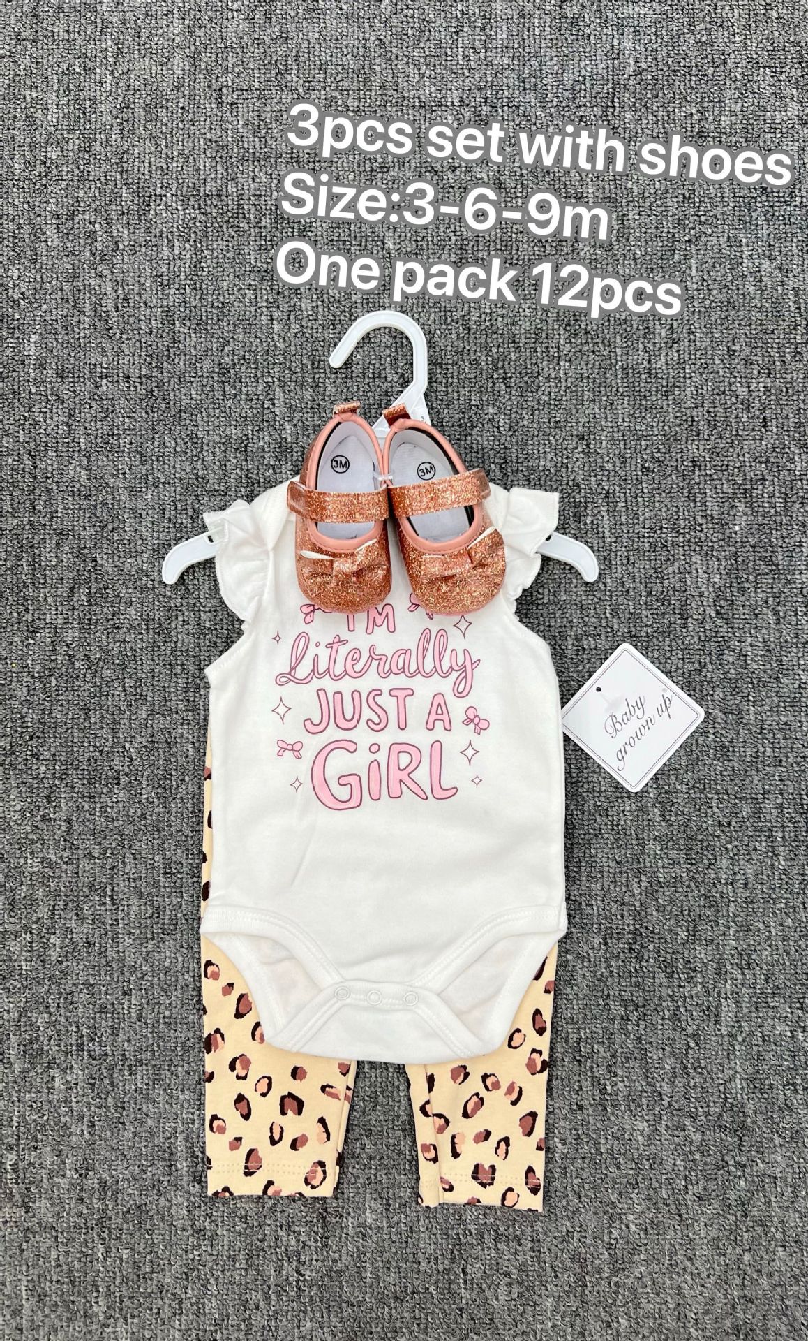 Comercio exterior bolsas de bebés recién nacidos de verano mangas cortas tres piezas con zapatos 3 piezas ropa de bebé al por mayor image 14