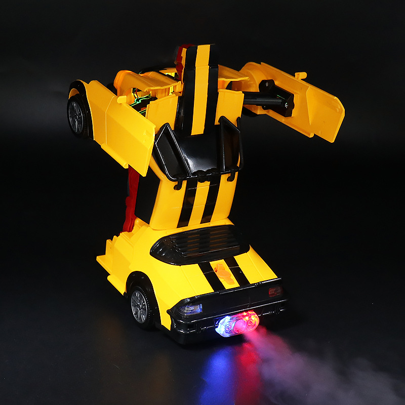 Nuevos productos de pulverización eléctrica de deformación coche de música iluminación universal hornet robot deformación coche de juguetes juguetes para niños