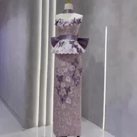 Новый фиолетовый халат в китайском стиле, новый топ, свадебное и помолвочное платье для невесты, банкетный стиль, легкое роскошное платье для женщин