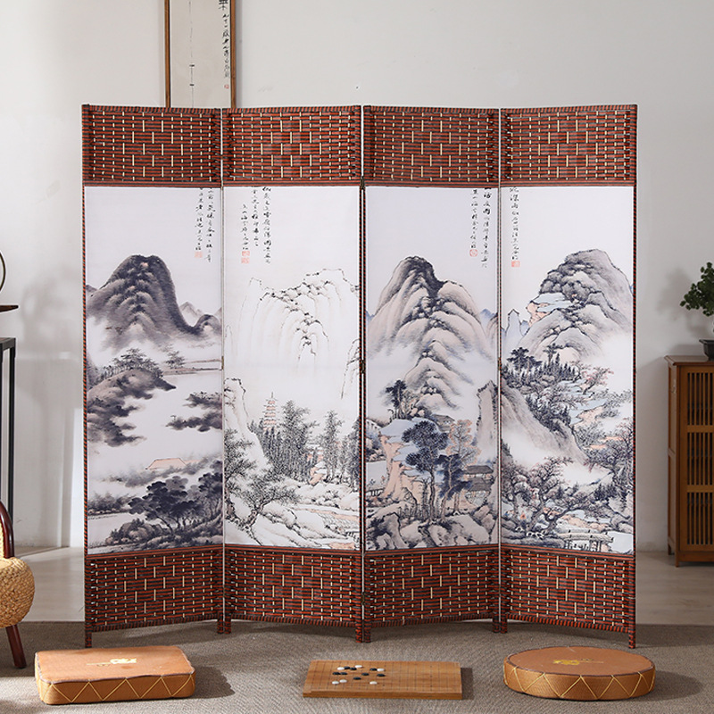 中国風のシンプルなスクリーンパーティション壁屏風リビングルーム寝室ブロッキングシンプルモダンな折りたたみモバイル布バリアホーム