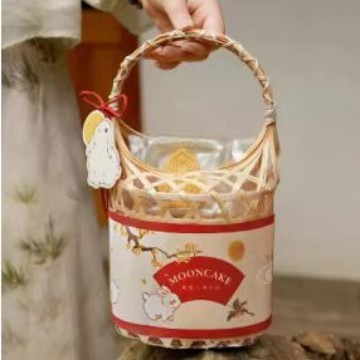 Cesta de Regalo Calada de Bambú Hecha a Mano para Festivales
