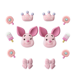 Cave Shoes Accessories Pink Piggy Piggy Pig Shoes Flower Shoe Buckle Set croc Shoes Decorative Buckle Little Red Book Same Style