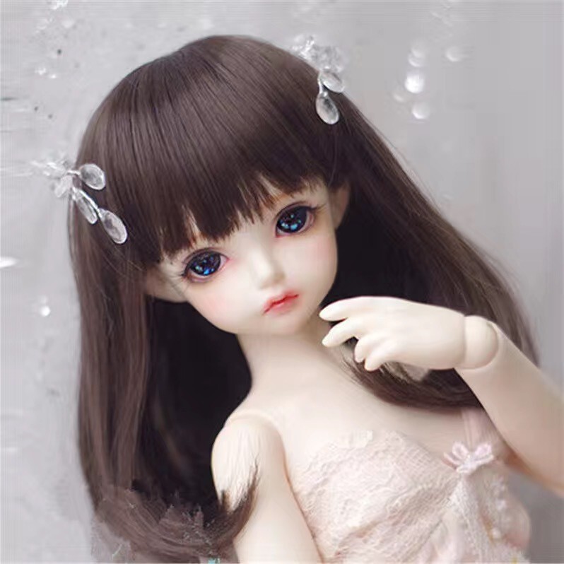 Bjd/Sd346 Divided Ye Luoli Doll Wig, Girl with Bangs, Long Hair, Doll Accessories, Wavy Curly Hair Wig