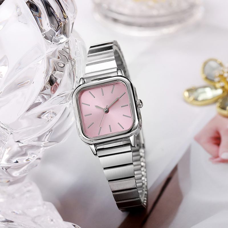 New Square Women's Quartz Watch, Simple and Fashionable Steel Band, Niche Design, Light Luxury Watch, Cross-Border Hot Style