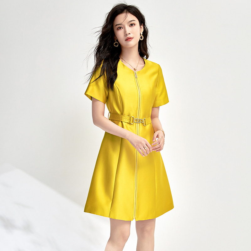 Đầm suông nữ midi tay ngắn mùa hè — 2415304 - Hồng chi tiết 6