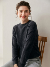 2025冬新款打底衫毛衣专柜羊绒衫女山羊绒宽松彩点针织批发