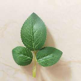 仿真花叶三叉丝印玫瑰叶 丝网花玫瑰叶片 婚庆手捧花仿真叶子配件